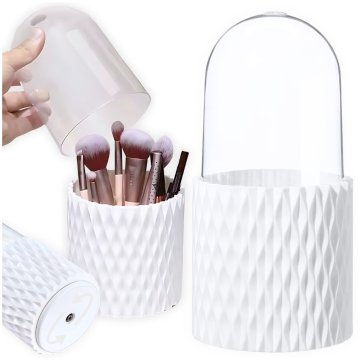 shumee Vrtljiv organizator za čopiče za ličenje s 360-stopinjskim zaklepnim pokrovom in higienskim etuijem