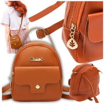 shumee Ženski nahrbtnik torbica z naramnicami in žepi, elegantna rjava