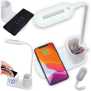 Zolta LED namizna svetilka bela dvojna dotikalna ura LCD zaslon USB