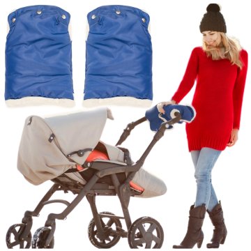 shumee Zimske rokavice za otroški voziček, krznene, temno modre