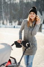 shumee Črne krznene rokavice za voziček, sani, izolirane za zimo