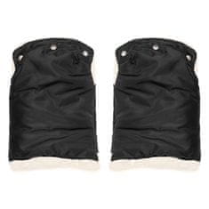 shumee Črne krznene rokavice za voziček, sani, izolirane za zimo