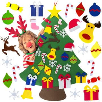 shumee Božično drevo iz filca z okraski iz repe za otroke, umetni božični okraski iz filca, naredi sam