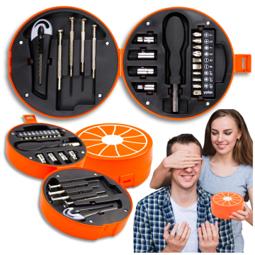 shumee Komplet orodja, oranžen, kovček, nastavki, nastavki, rojstni dan, očetovski dan, oče