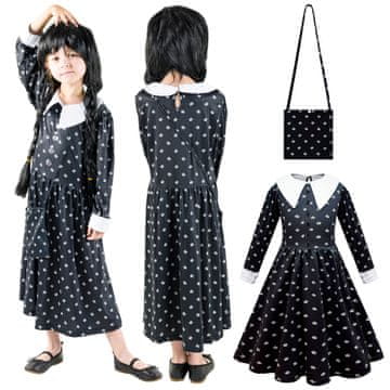 shumee Kostum Wednesday Adams za pustno obleko in zabavo 134-140