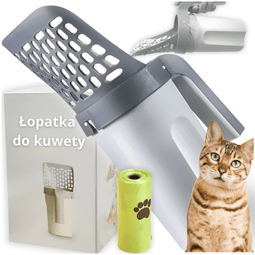 shumee Velika zajemalka za mačje stranišče s posodo in zajemalko za mačje stranišče + vrečke za odpadke PetJet