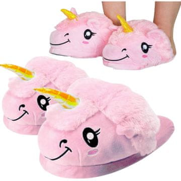 Onesies Ženski copati, moški plišasti copati, smešen roza samorog