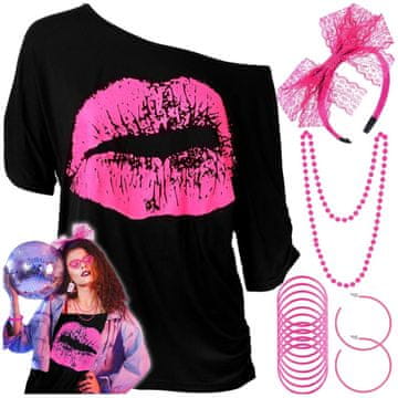 shumee Odrasla disco retro majica iz 80-ih let Cosplay kostum + nakit