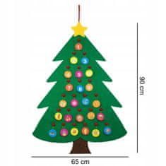 Zolta Adventni koledar, filc za božično drevo z darilnimi žepi 90 cm + okraski za samostojno izdelavo