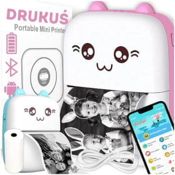 shumee Termični tiskalnik mini nalepk, fotografij, zapiskov, večnamenski tisk muck