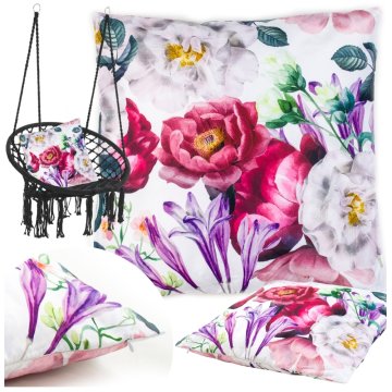 shumee Dekorativna blazina za vrtni stol, gugalnica, jasik 45x45, roza rože