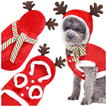 shumee Božična oblačila za pse, kostum severnega jelena, rdeč topel pulover XXL PetJet Božična oblačila za pse, kostum severnega jelena, rdeč topel pulover XXL PetJet