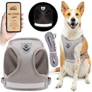 shumee Odsevni oprsnik brez pritiska za pse in mačke m + nastavljiv povodec Petjet