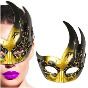 shumee BENEŠKA PTIČJA MASKA ZLATO ČRNA