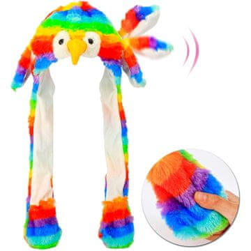 shumee Klobuk s premičnimi ušesi, šapami, plišastimi barvitimi papigami, darilo za otroke, mavrica