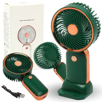 shumee Mini žepni ventilator iz rožnatega zlata z USB polnilno baterijo in stojalom