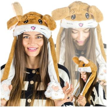 shumee Plišasta kapa za hrčka z gibljivimi ušesi