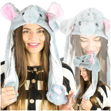 shumee Kapa z gibljivimi ušesi, siva, srebrna, slon, mahajoča, zimske flis šape