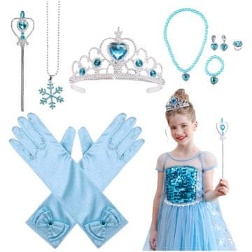 shumee Komplet za princeso Baby Blue: krona, rokavice, palica, ogrlica
