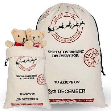 shumee Božična darilna vrečka za Božička, trdna juta, 70 cm x 50 cm