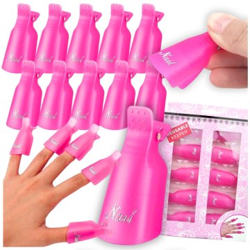 shumee Komplet 10 sponk za nohte, odstranjevalec laka za nohte, gel hibridi, roza