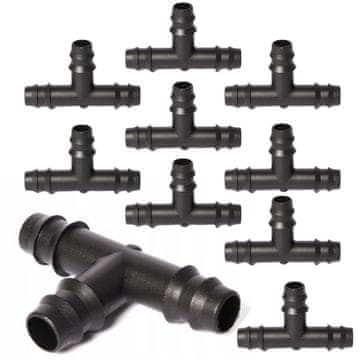 shumee Komplet 10 kosov T-vmesnikov za kapljično cev, cev, cev, vtični čep 16
