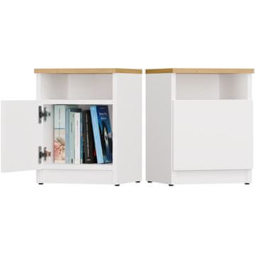 Topeshop Nočna omarica GALAX 30/1D BELA-ARTISAN
