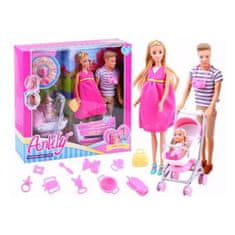 shumee Noseča punčka Anlily z možem in dojenčkom + dodatki