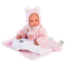 shumee Llorens - španska punčka jokajoči dojenček v kombinezonu z nosilko