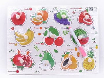 shumee Lesena sestavljanka s tablo za suho brisanje Sestavljanka z ročaji SADJE