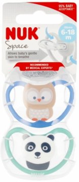 shumee NUK Silikonska duda 6-18m Space Owl Panda 2 kosa