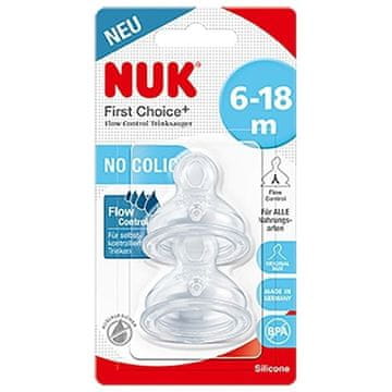 shumee Silikonska cuclja za stekleničko NUK 6m+ Flow Control First Choice+ 2 kosa