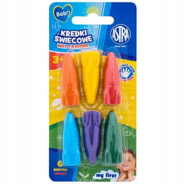 shumee ASTRA BABY voščene barvice v obliki rakete, 6 barv