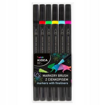 shumee MARKERJI S ČOPIČEM IN FINELINERJEM 6 BARV KIDEA 6714