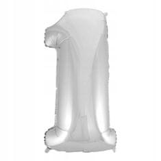shumee PAMETNI FOLIJSKI BALON ŠTEVILKA 1 SREBRN 92 CM