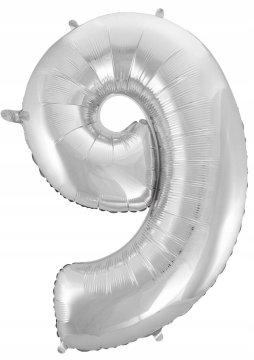 shumee SREBREN FOLIJASTI BALON ŠTEVILKA 9 SREBREN 92 CM ROJSTNODNEVNA ZABAVA