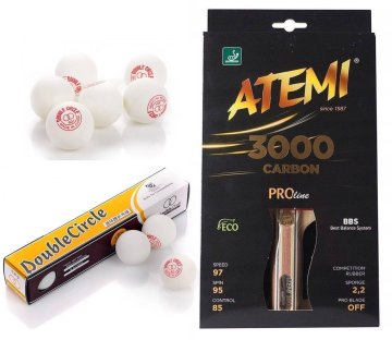 shumee ATEMI 3000 AN KOMPLET TENISKIH LOPARJEV Z ŽOGICAMI