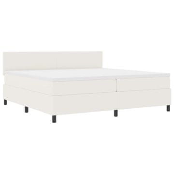 Vidaxl LED Box Spring Postelja z vzglavjem Krema in bela 200 x 200 cm