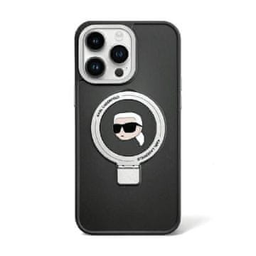Karl Lagerfeld Stojalo za prstan Karl Lagerfeld Karl Head MagSafe - ovitek za iPhone 15 Pro (črn)