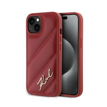 Karl Lagerfeld Ovitek Karl Lagerfeld Diagonal Quilted Script za iPhone 15 / 14 / 13 (rdeč)