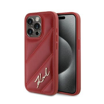 Karl Lagerfeld Ovitek Karl Lagerfeld Diagonal Quilted Script – iPhone 15 Pro Max (rdeč)