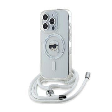 Karl Lagerfeld Ovitek Karl Lagerfeld Crossbody IML Karl Head MagSafe za iPhone 15 Pro (prozoren)