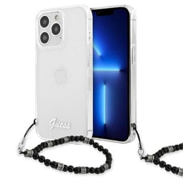 shumee Guess črni biserni pašček - ovitek za iPhone 13 Pro (prozoren)