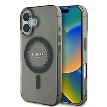 Guess Ovitek Guess IML Rhinestones MagSafe - iPhone 16 (črn)