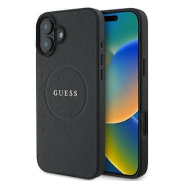 Guess Ovitek Guess Grained Ring MagSafe - iPhone 16 Plus (črn)