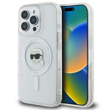 shumee Ovitek Karl Lagerfeld IML Metal Karl Head MagSafe za iPhone 16 Pro (bel)