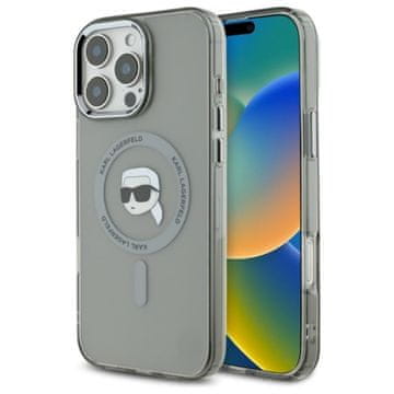 Karl Lagerfeld Ovitek Karl Lagerfeld IML Metal Karl Head MagSafe za iPhone 16 Pro (črn)