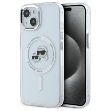 shumee Karl Lagerfeld IML Metal Karl & Choupette Head MagSafe - ovitek za iPhone 15 (bel)