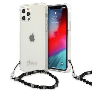 shumee Guess črni biserni pašček - ovitek za iPhone 12 Pro Max (prozoren)