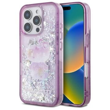 HELLO KITTY Ovitek za iPhone 16 Pro Max s tekočimi bleščicami za 50 obletnico Hello Kitty - vijoličen